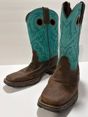 Durango Lady WomenRebel Western Cowgirl Turquoise Brown Distressed Boots Sz 6.5